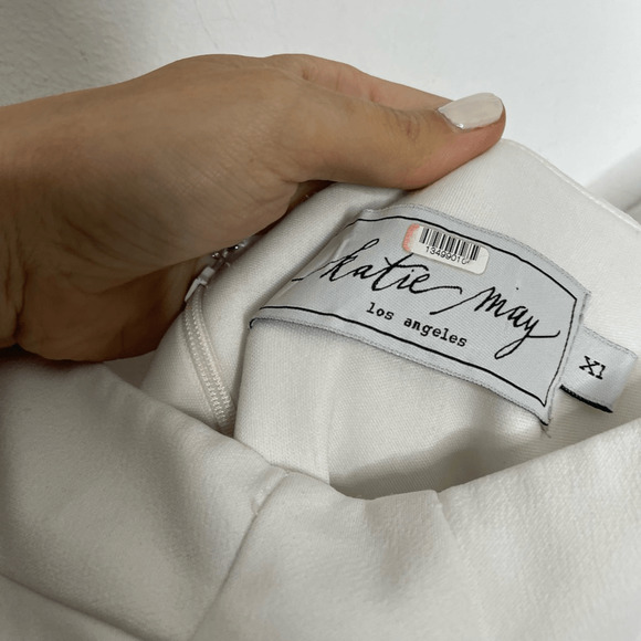 Katie May Call Me Slim Dress Gown Ivory crepe Sleeveless Maxi side slit 1X - Picture 6 of 9